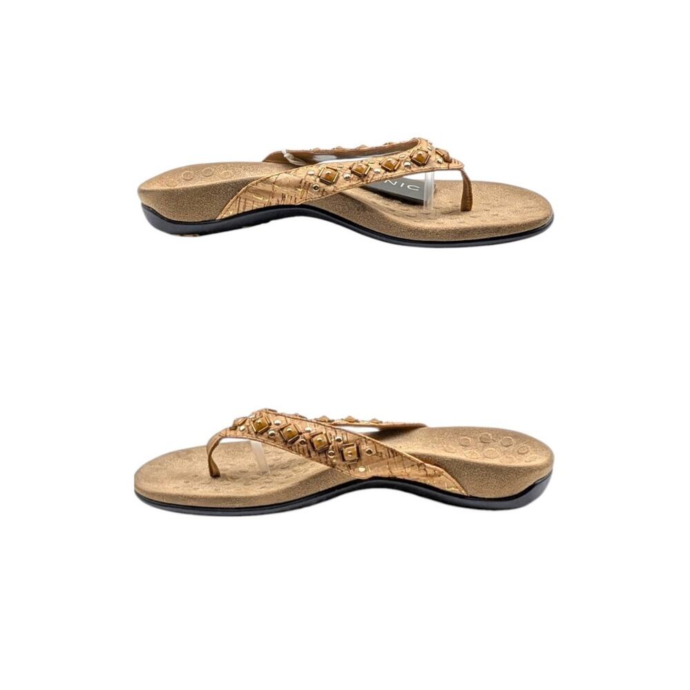 Vionic Rest Floriana 340 Bronze Embelished Stone Cork Orthotic Thongs NWT S4203 - Picture 8 of 12
